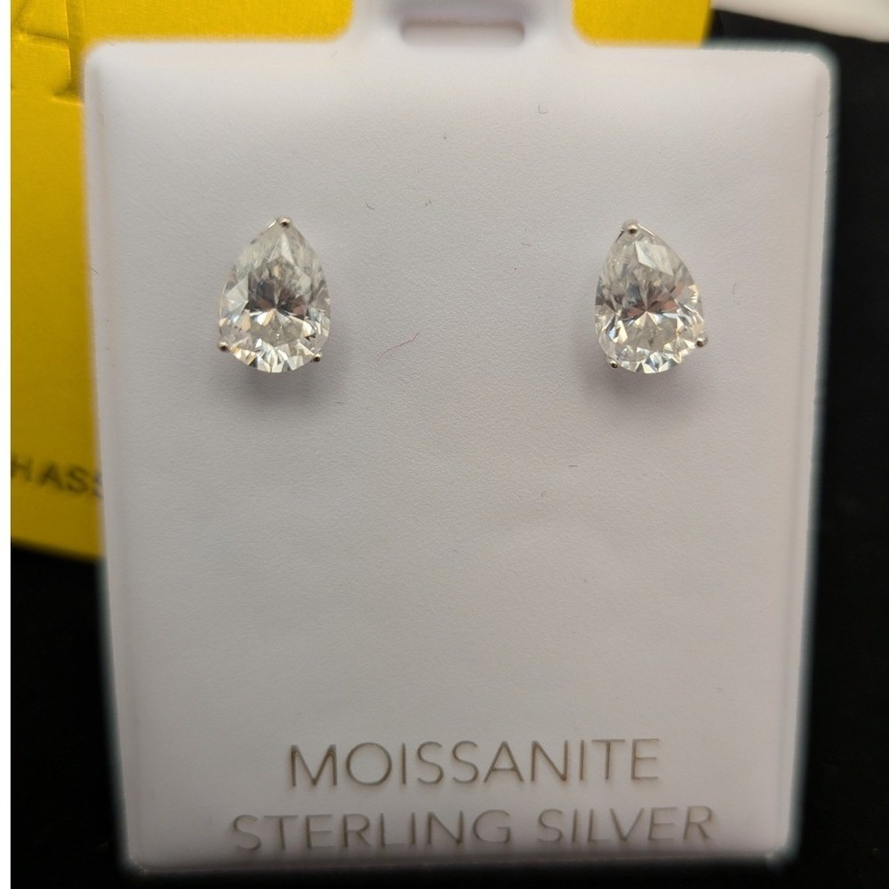GRA 1.60ctw Pear Cut Moissanite Stud Earrings Sterling Silver D VVS 5x7mm Studs